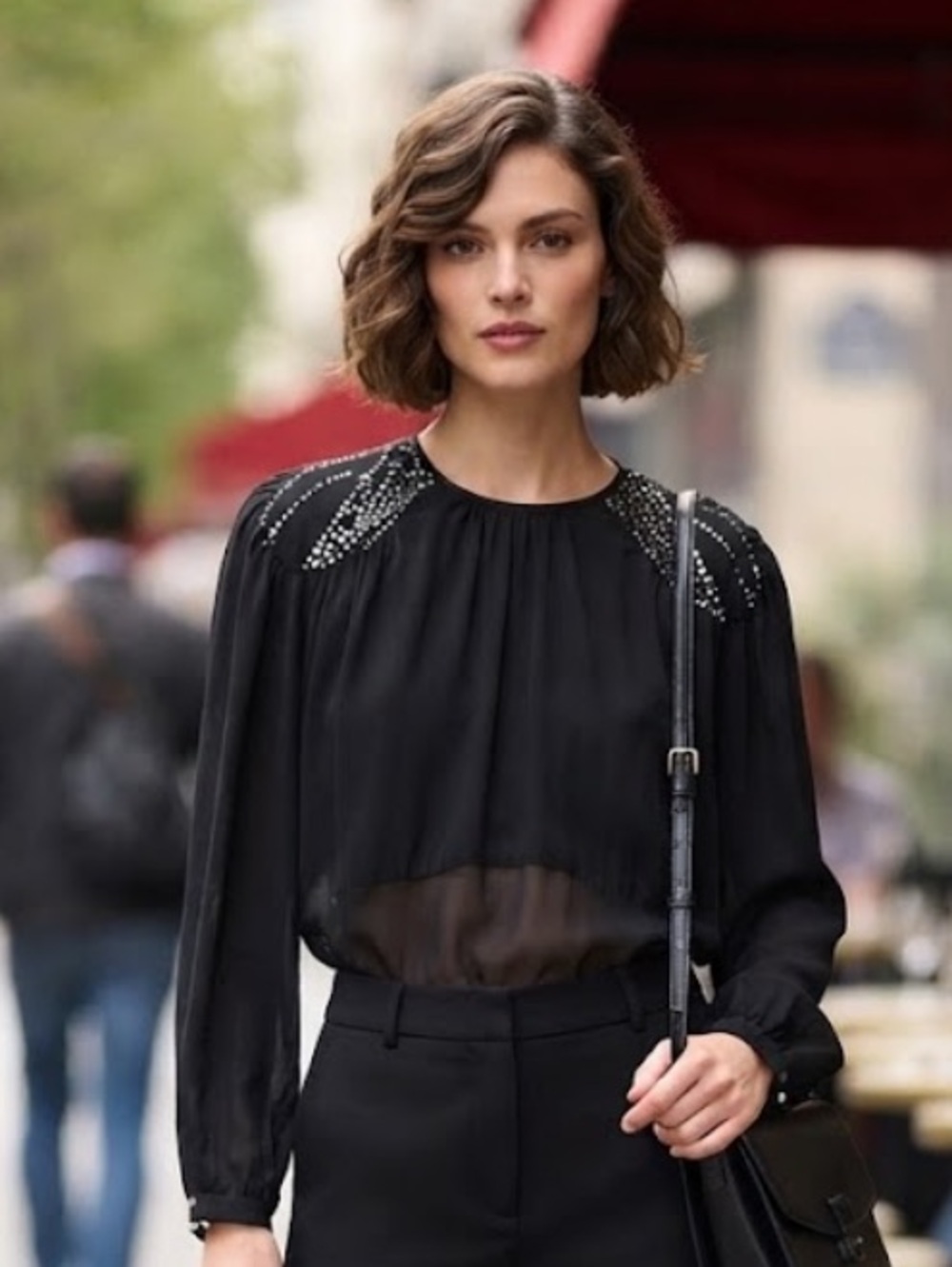 Vintage GLANCES Sheer black blouse SZ 6
